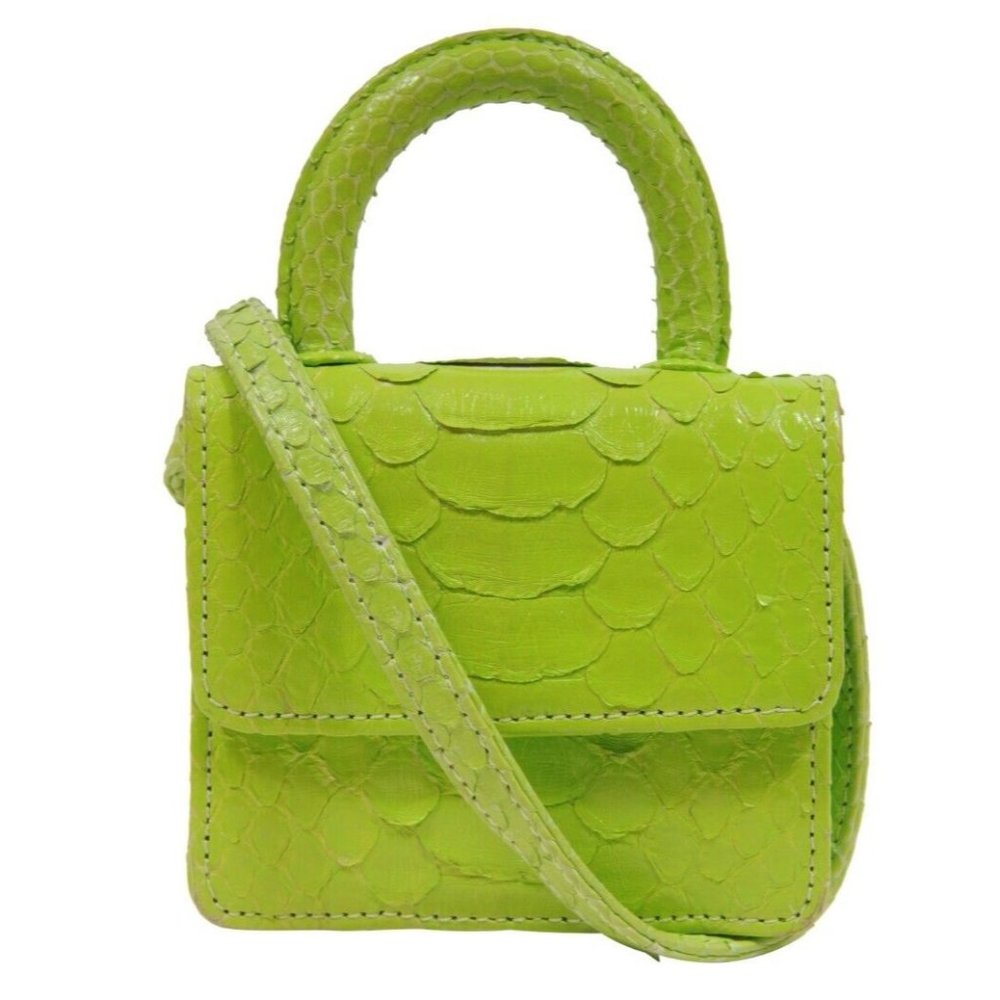Gelareh Mizrahi Womens Itsy Bitsy Mini Bag Neon Green Python Leather Crossbody
